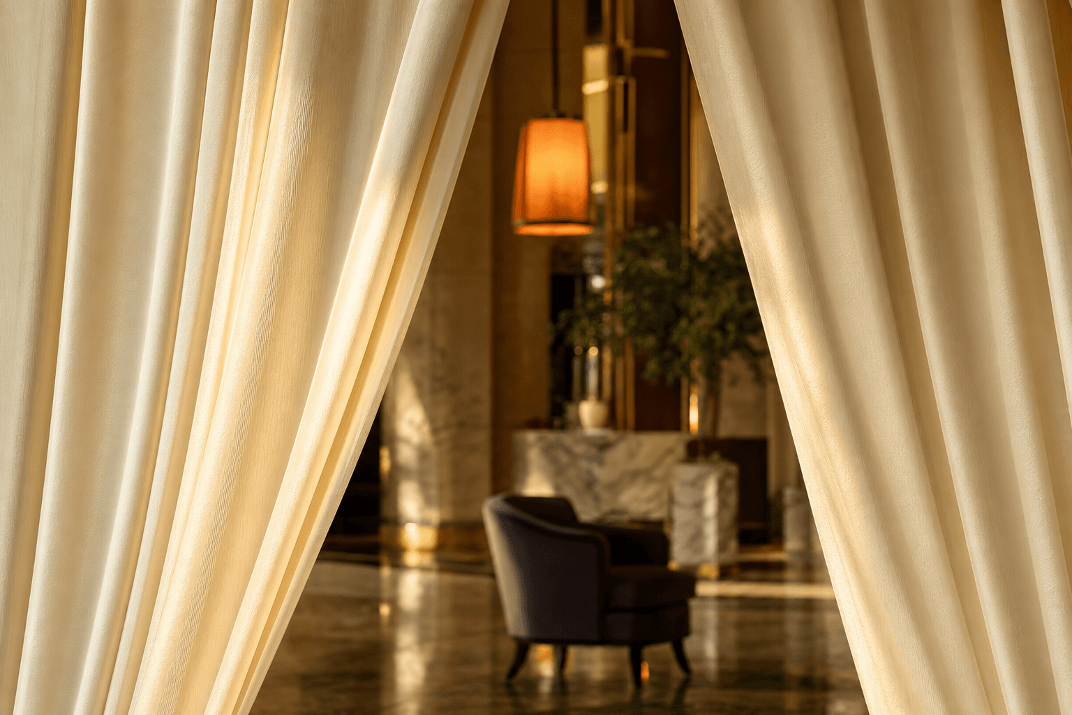 Luxury hotel drapery and silk textiles - AFT Fire Inhibitor protected